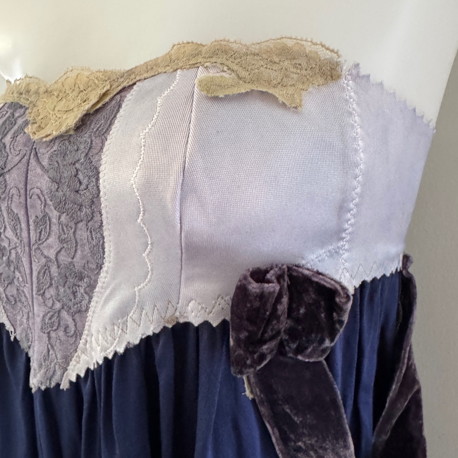 Y2K vtg CIGANA Slip Lace SILK UPCYCLED Girdle Strapless Top Skirt Regency DIY S