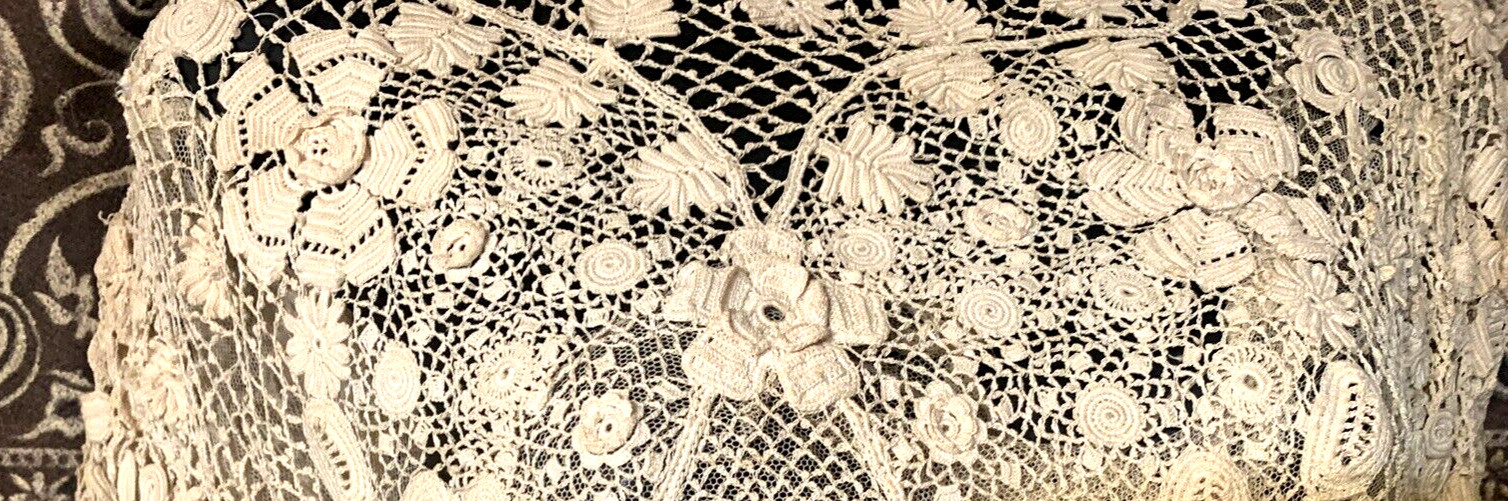 Antique Edwardian Irish Crochet Lace Blouse With High Collar Collectable