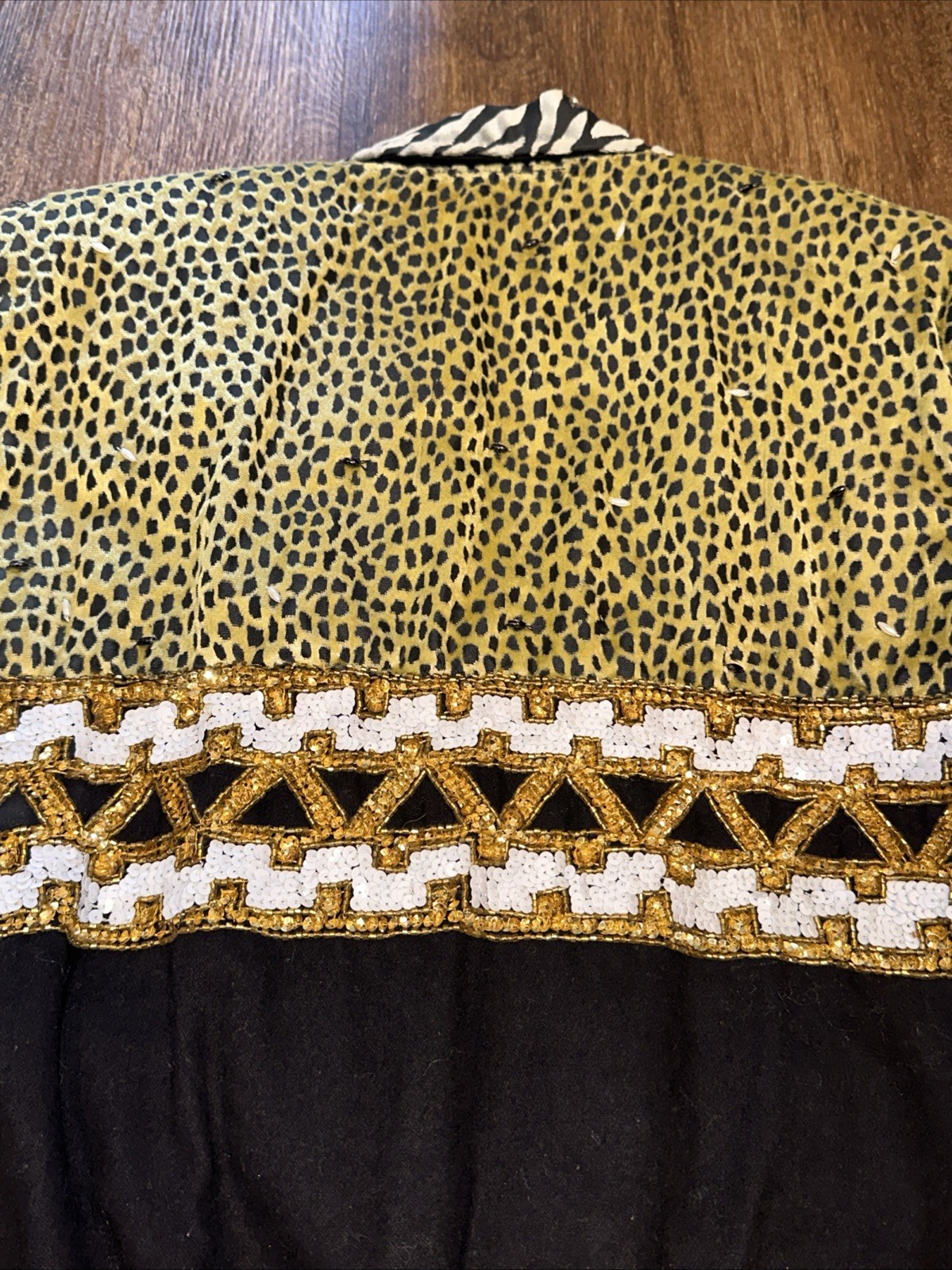 Vintage 80s Beaded Sequin Jacket MODI Medium Maximalist Animal Print Blazer