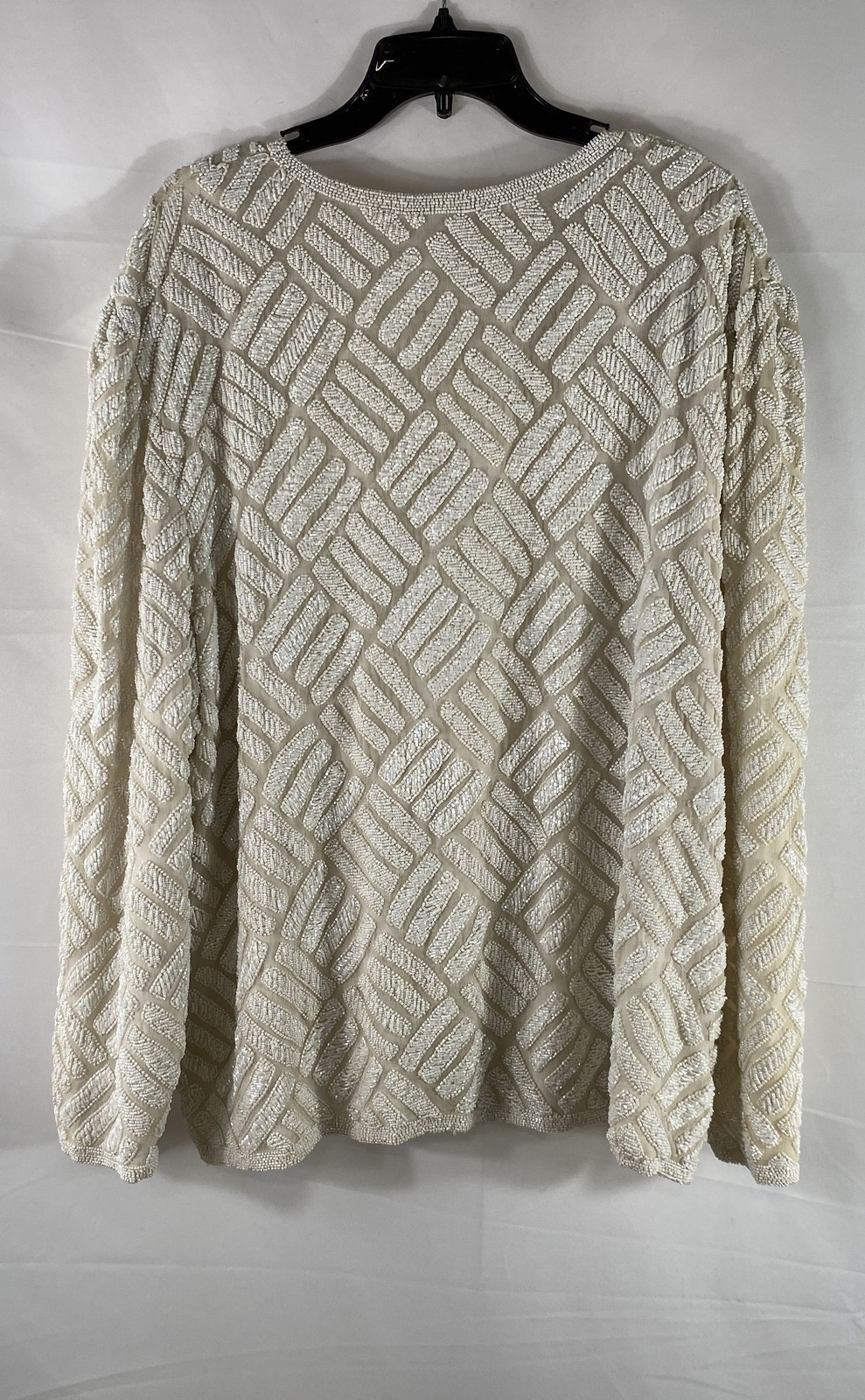 Vintage 90s Nite Waves Samir Suri Women’s White Beaded Silk Evening Jacket