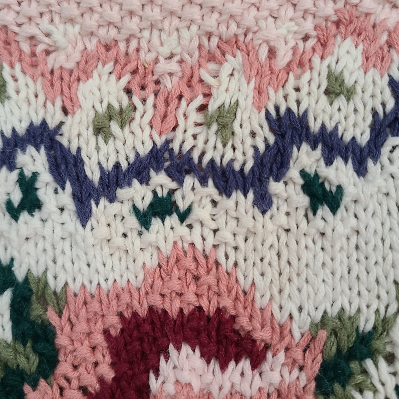 Vtg Venezia Sportswear Sz 14/16 Pink Floral Cottagecore Ramie Blend Knit Sweater