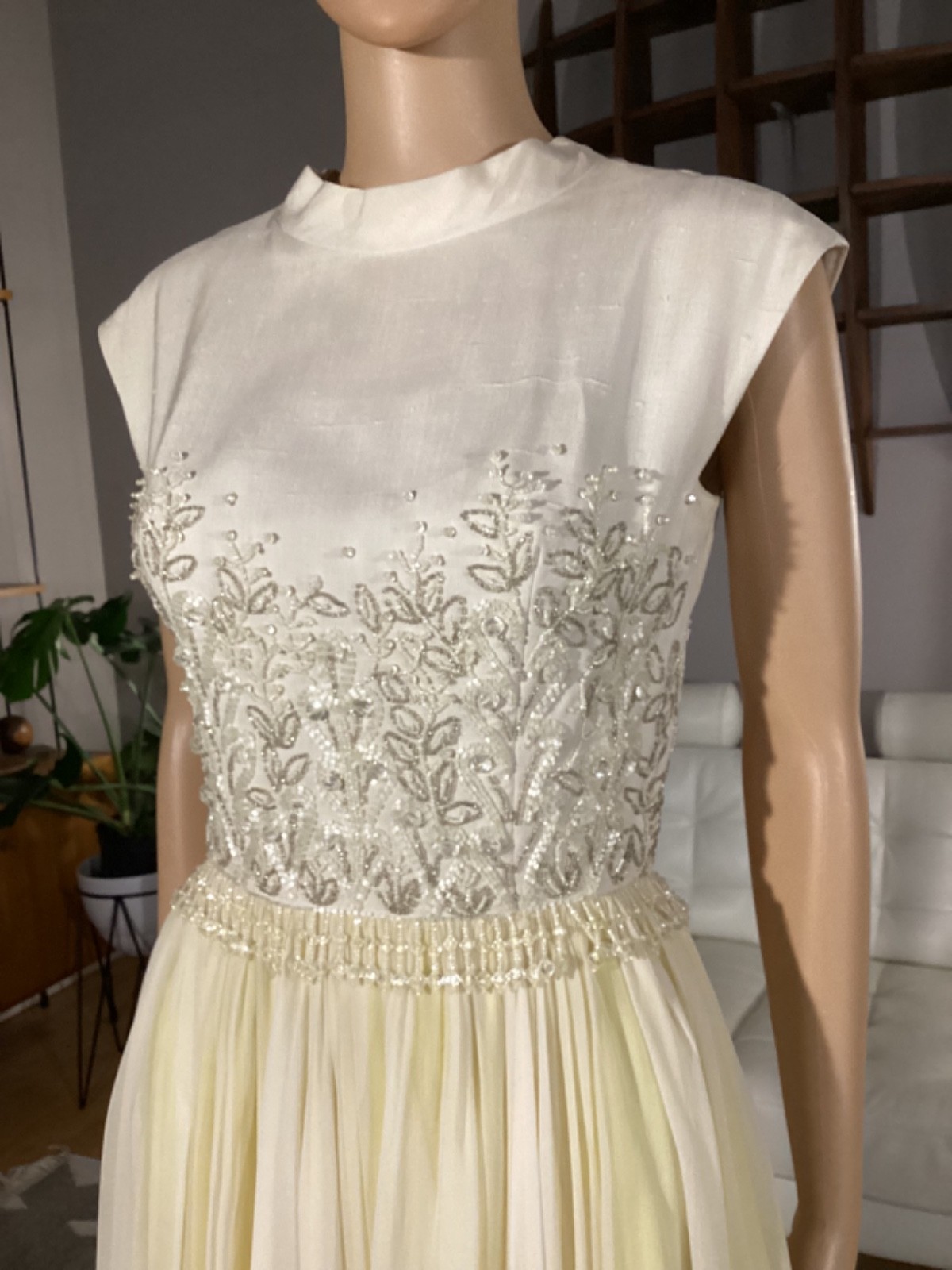 Vintage 1960’s PAT SANDLER Beaded Silk Chiffon Evening Party Cocktail Dress