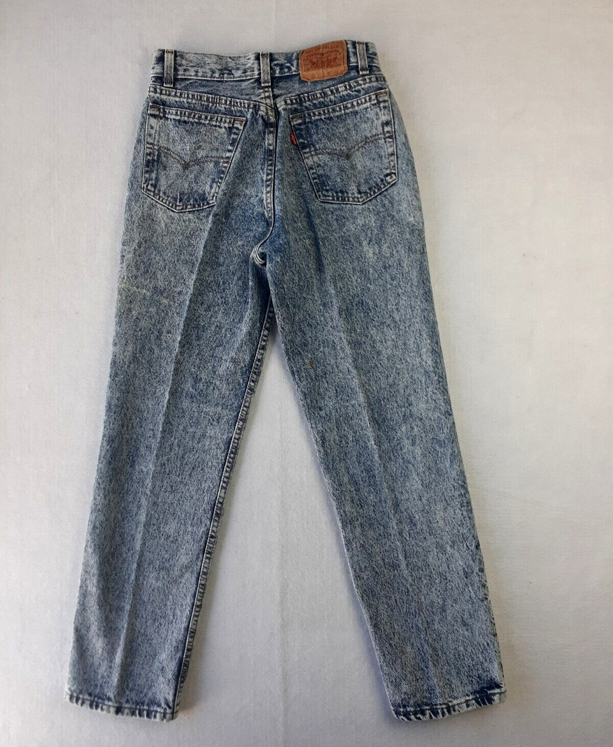LEVIS Jeans Women 28×28 Blue Vintage 701 Red Tab ButtonUp Acid Wash Straight Leg