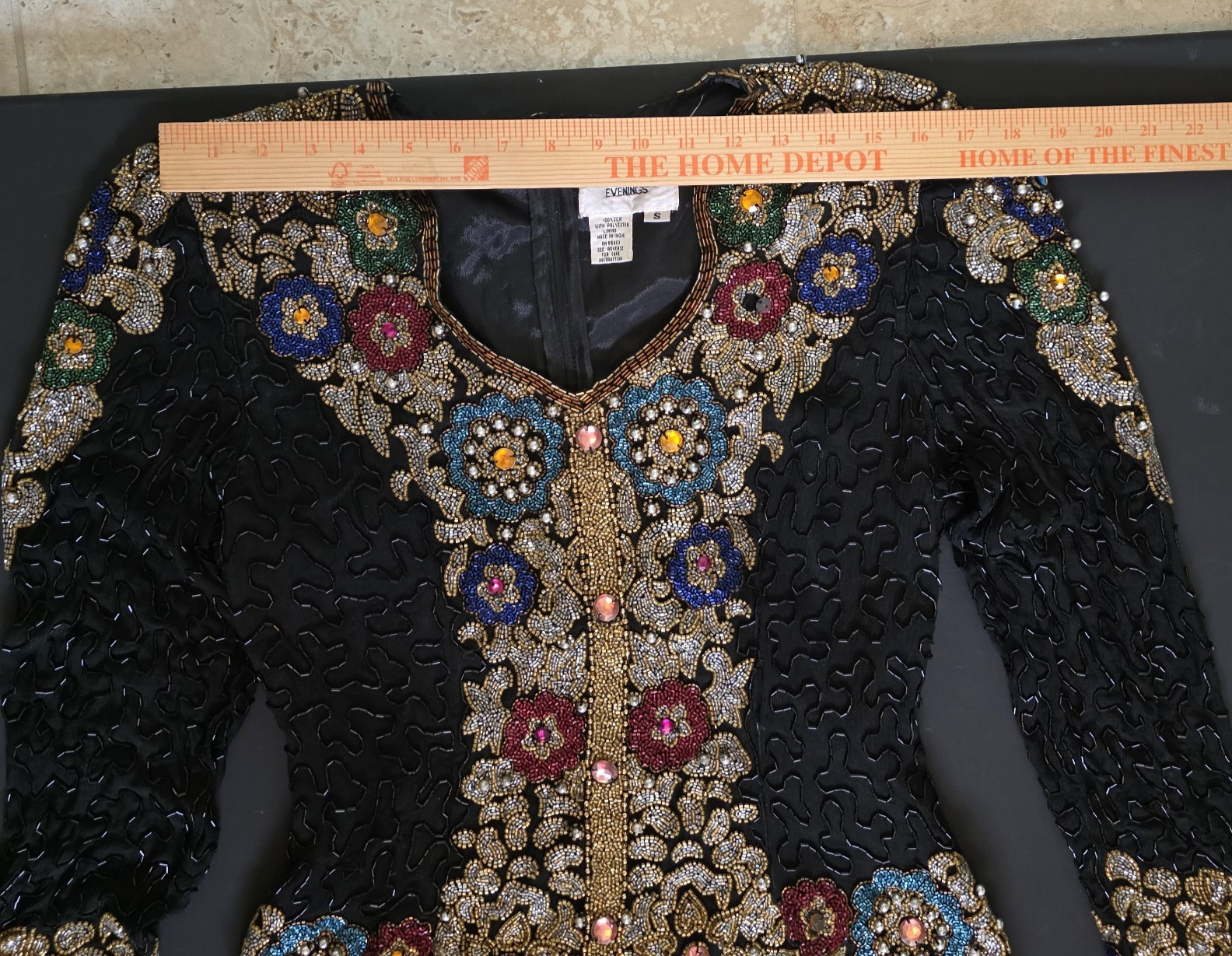 Joan Leslie Evenings Vintage 100% Silk Sequin Beaded Formal Blouse Top Size S