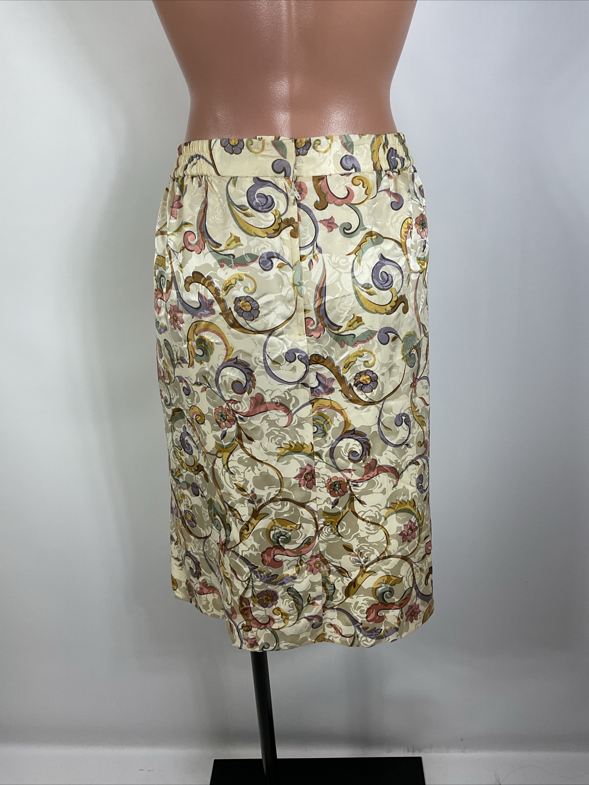 VTG Adrianna Papell Champagne Paisley Silk Formal Evening Skirt Suit PLUS 24W