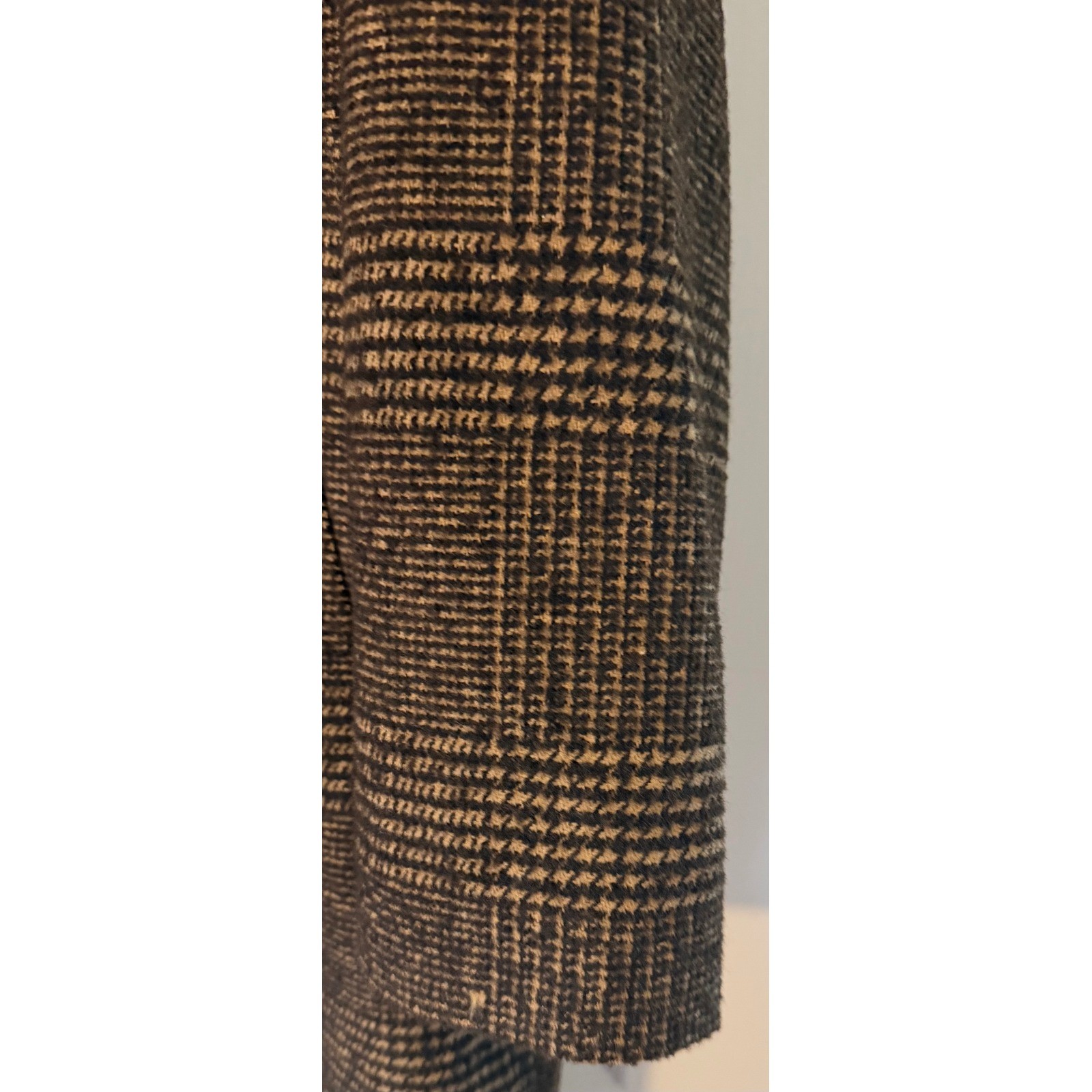 Old Navy Brown Plaid Car Coat Glen Plaid Button Front Women’s M Long Preppy NWOT