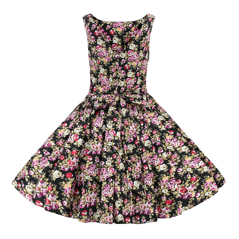 Retro Rockabilly 50s 60s Swing Vintage Dress Casual Print Floral Polka Dot Dress