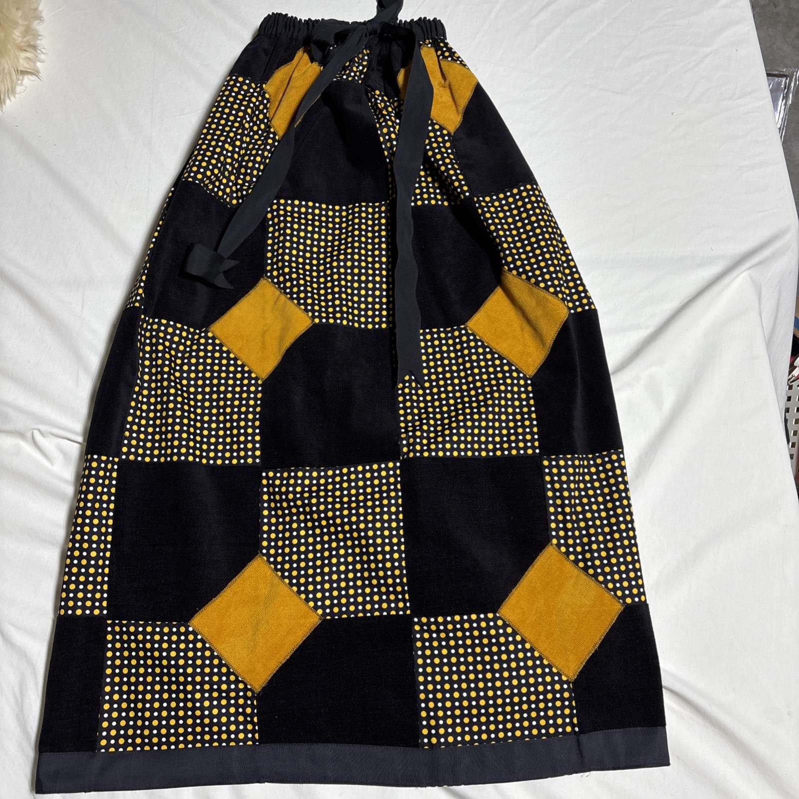 MR.HANK Vintage 1970s Patchwork Long Boho Hippie Skirt Sz S M L Funky Lined