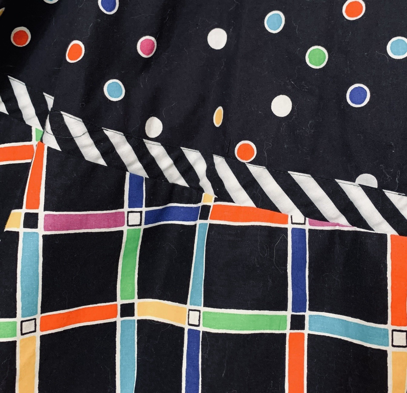 Vintage Choon California Dress Full Skirt Pockets Colorful Dots Twirl Size 14