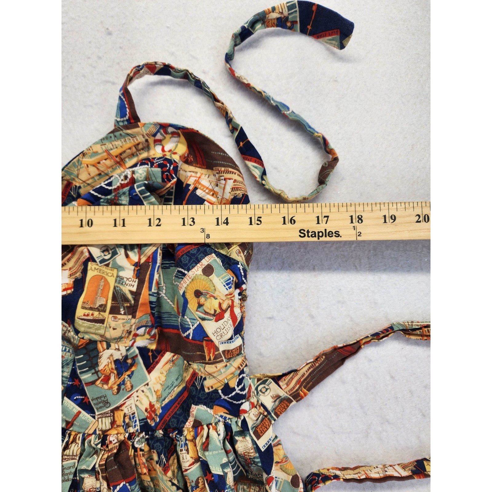 Amoureux Vintage Travel Postcard Halter Sundress Large Pinup Retro 50s Nautical