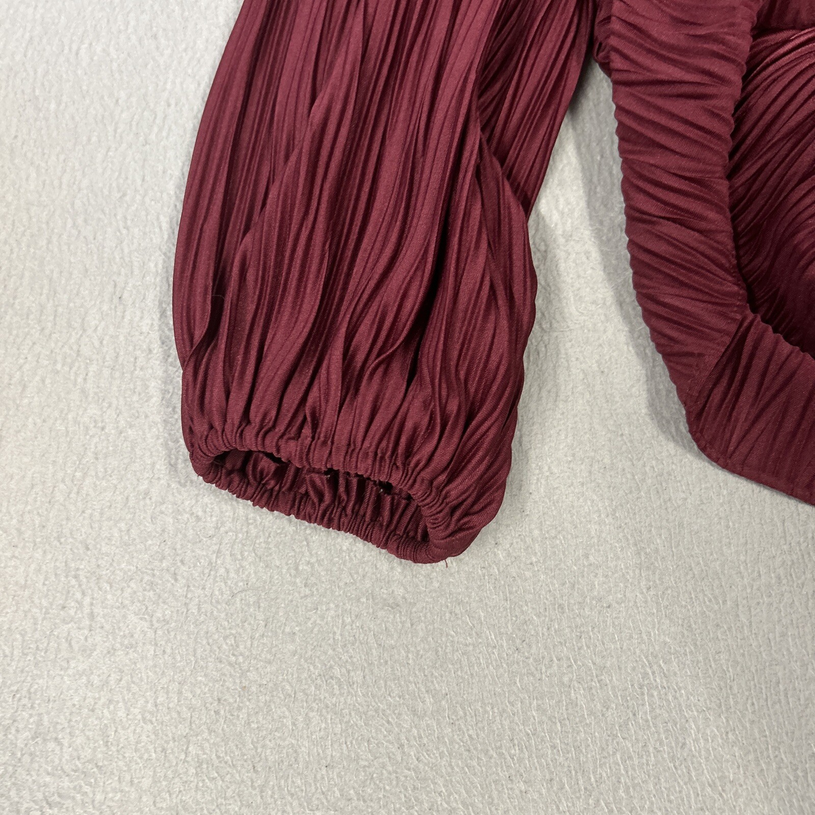 David Rose Dress Womens Size 14 Burgundy Pleated Holiday Party Vintage 80’s USA