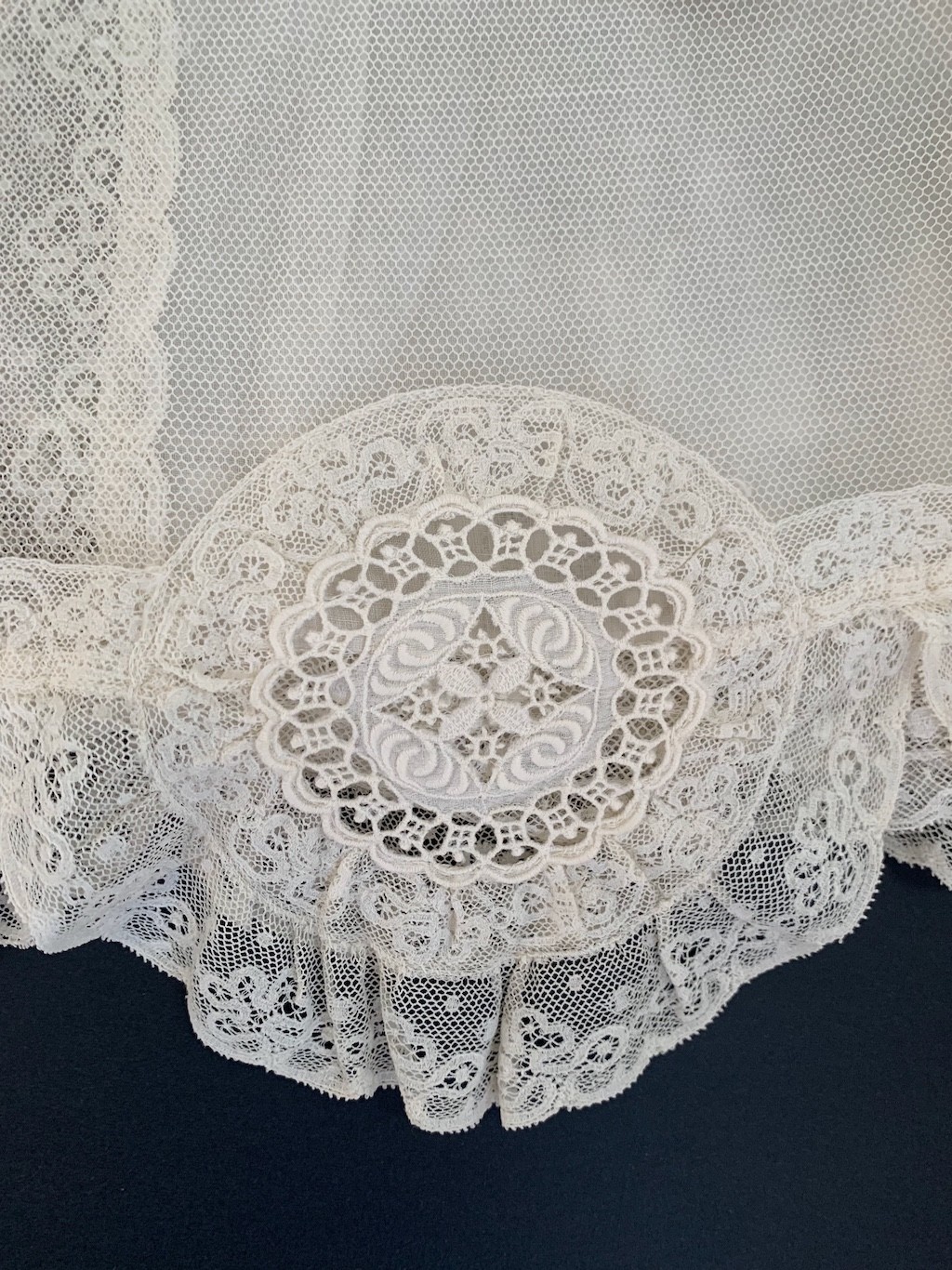 Rare Antique Edwardian Slip Dress Lace 1900 net & cotton lingerie wedding Boho