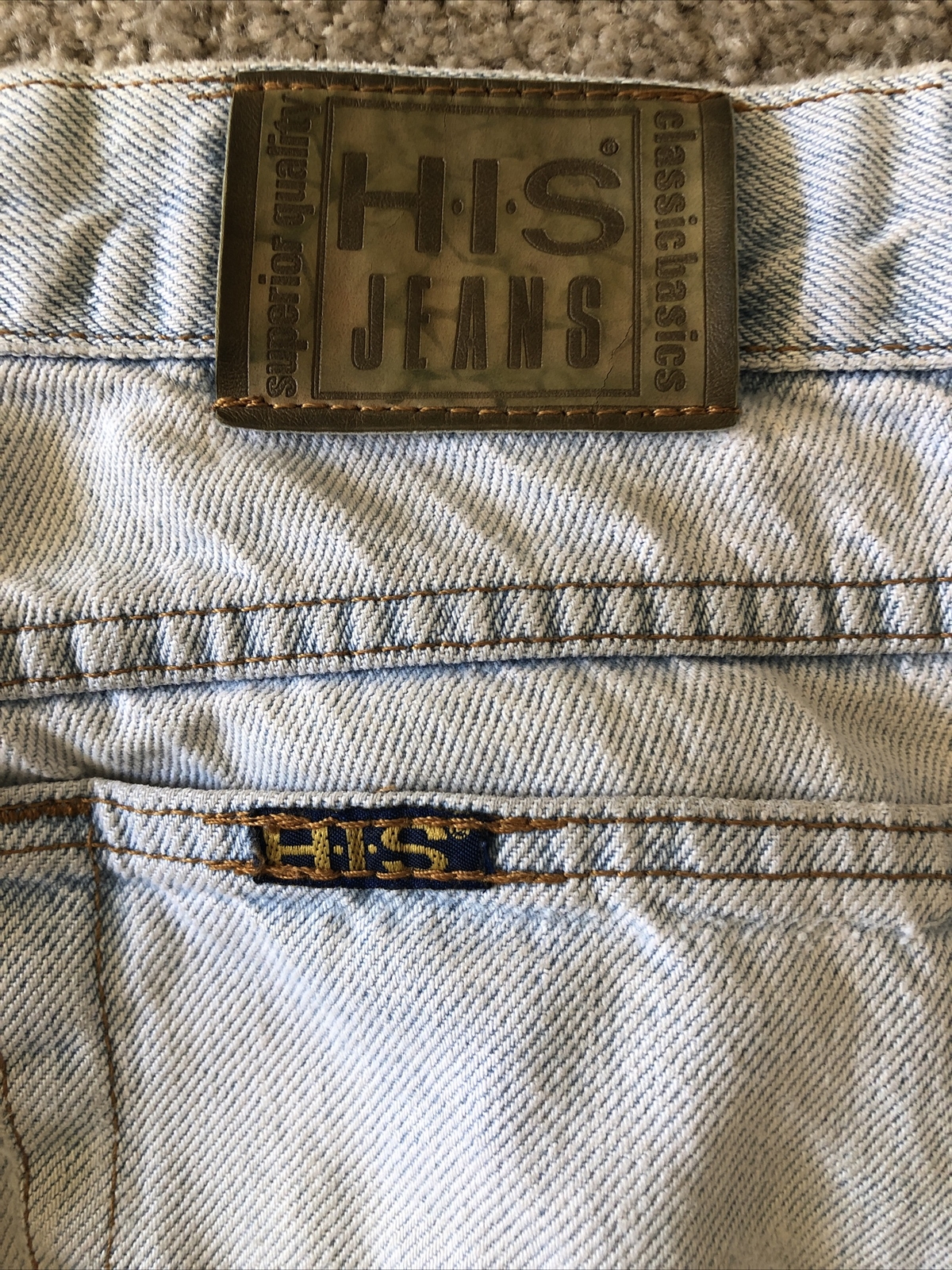 VTG Women’s H.I.S. Jeans DIY Patches Hippie BoHo Retro Destroyed 32/32 USA Made