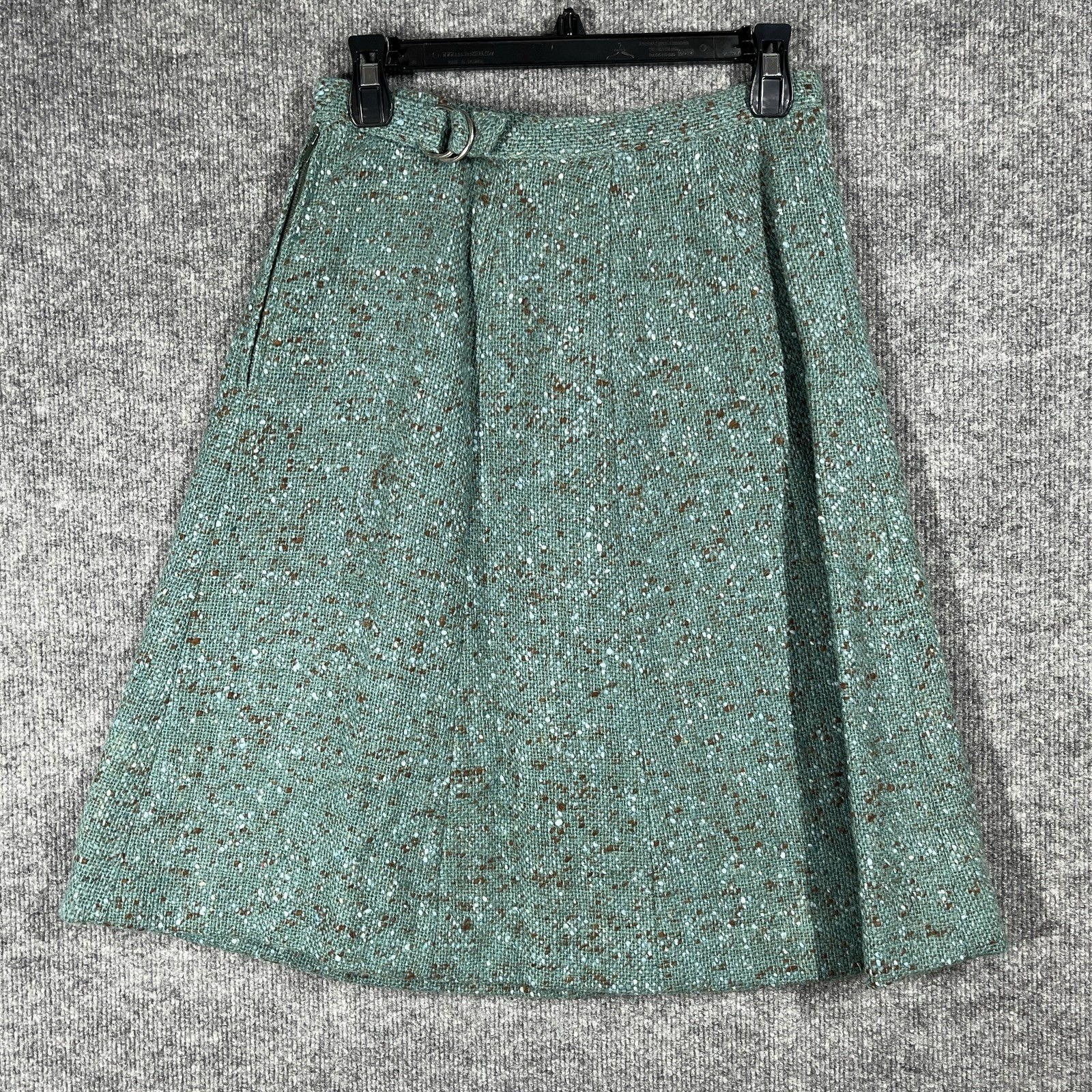 VINTAGE 60s Sloat Wool Blue Tweed Skirt Flat Cottagecore Secretary Work NY Small