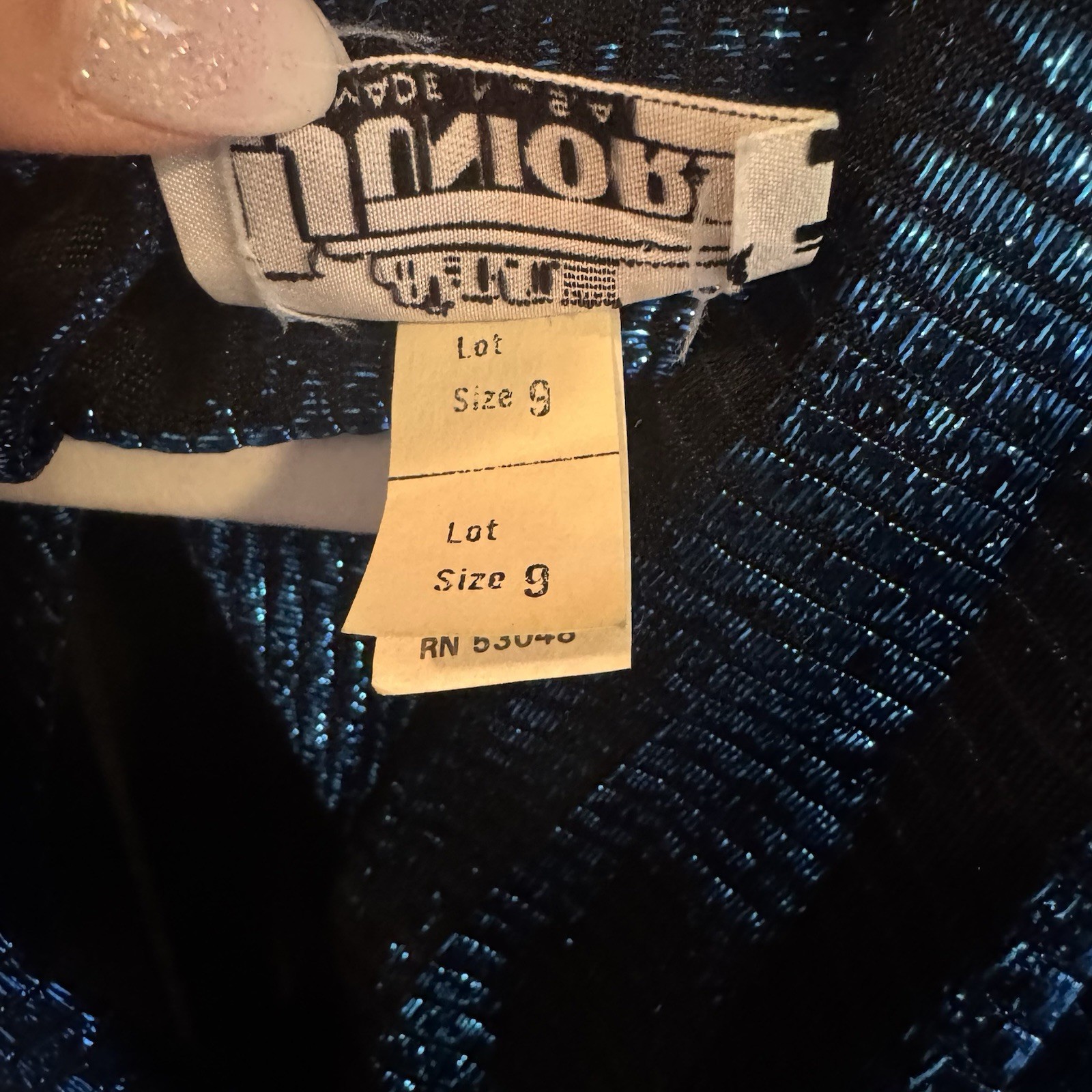 Vintage TJuniors Size 9 Peplum Blue And Black Knee Length Dress