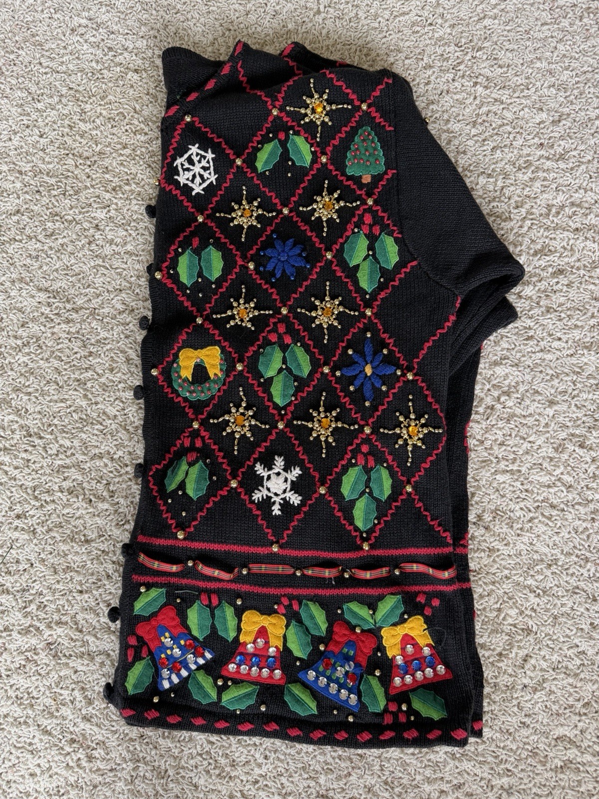 Designers Original Studio Glitzy Bling Xmas Holiday🎄Cardigan Vintage 90’s EUC