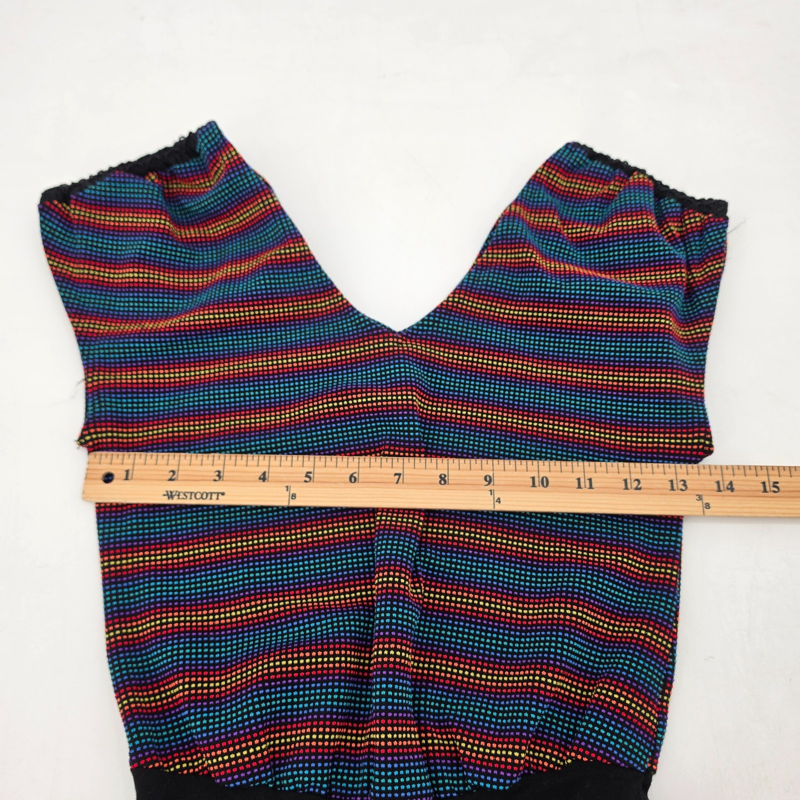 Vintage RAIN BEAU Aerobic One-Piece Leotard Size Small Black Rainbow Jazzercise