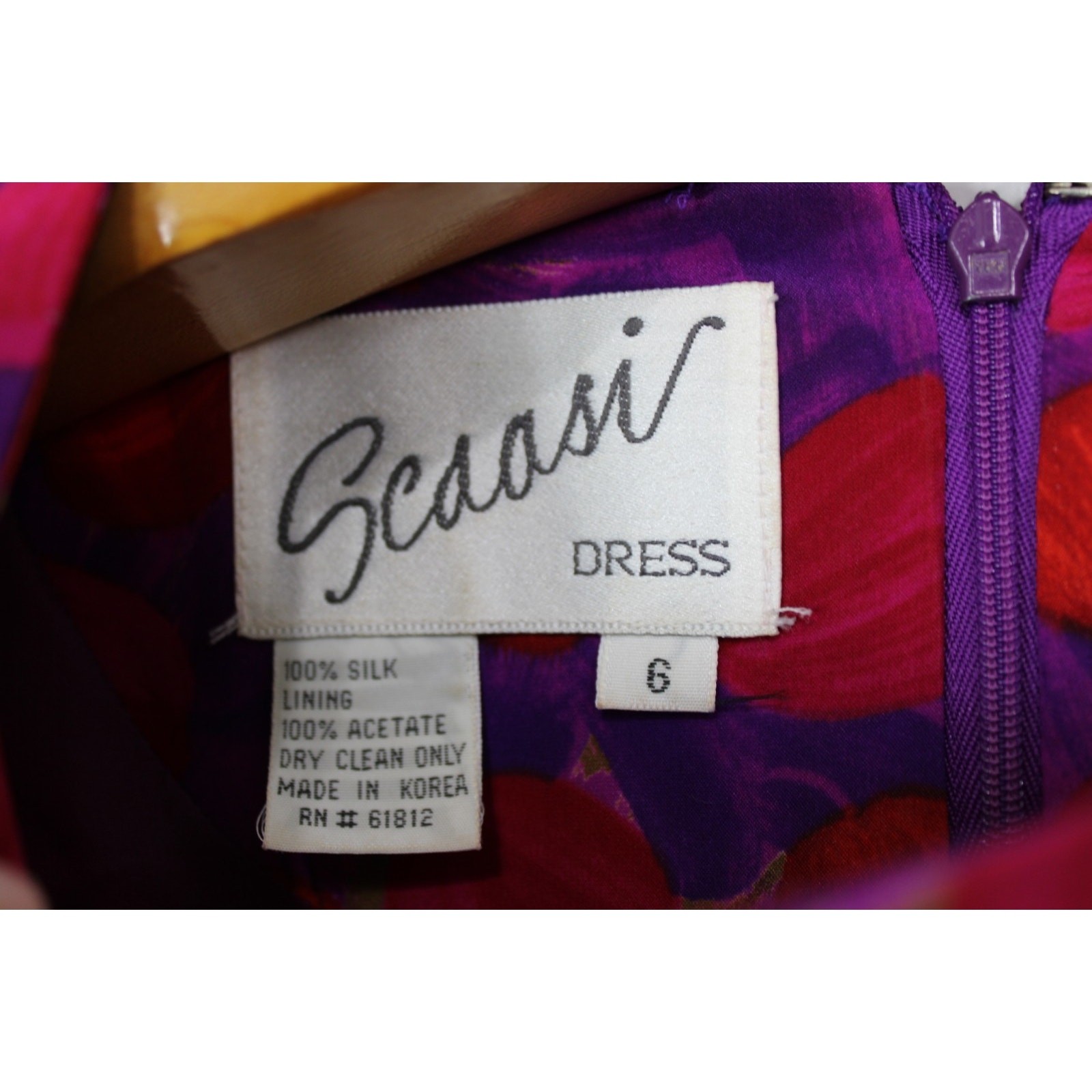 Vintage 80s Arnold Scaasi Floral Pleated Belted Silk Lined Dress Size 6