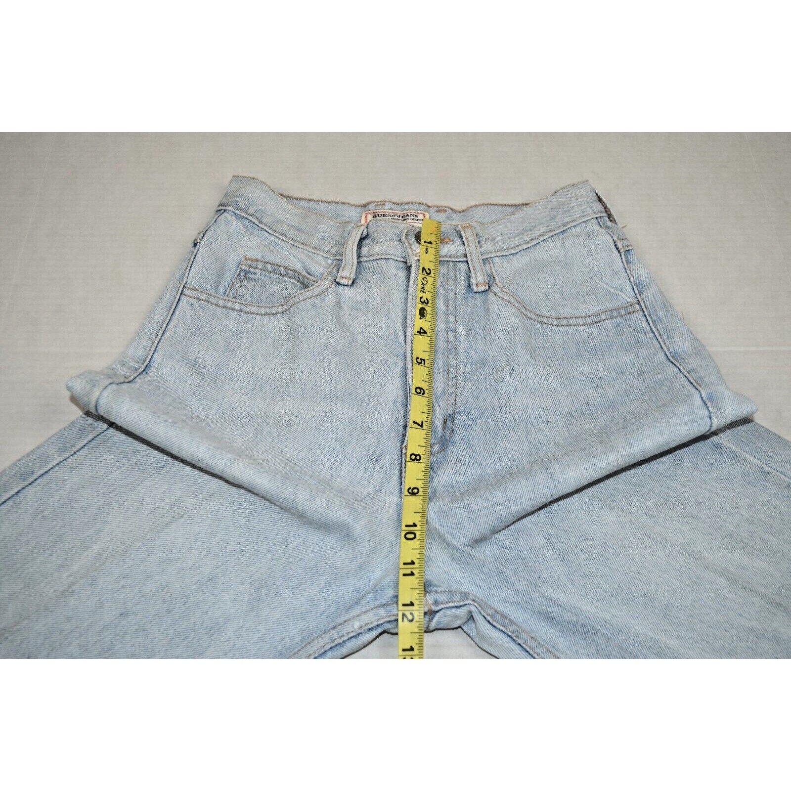 Vintage Guess Jeans Size 28 80s Pale Blue 3 Zip Fly Ankle Made USA