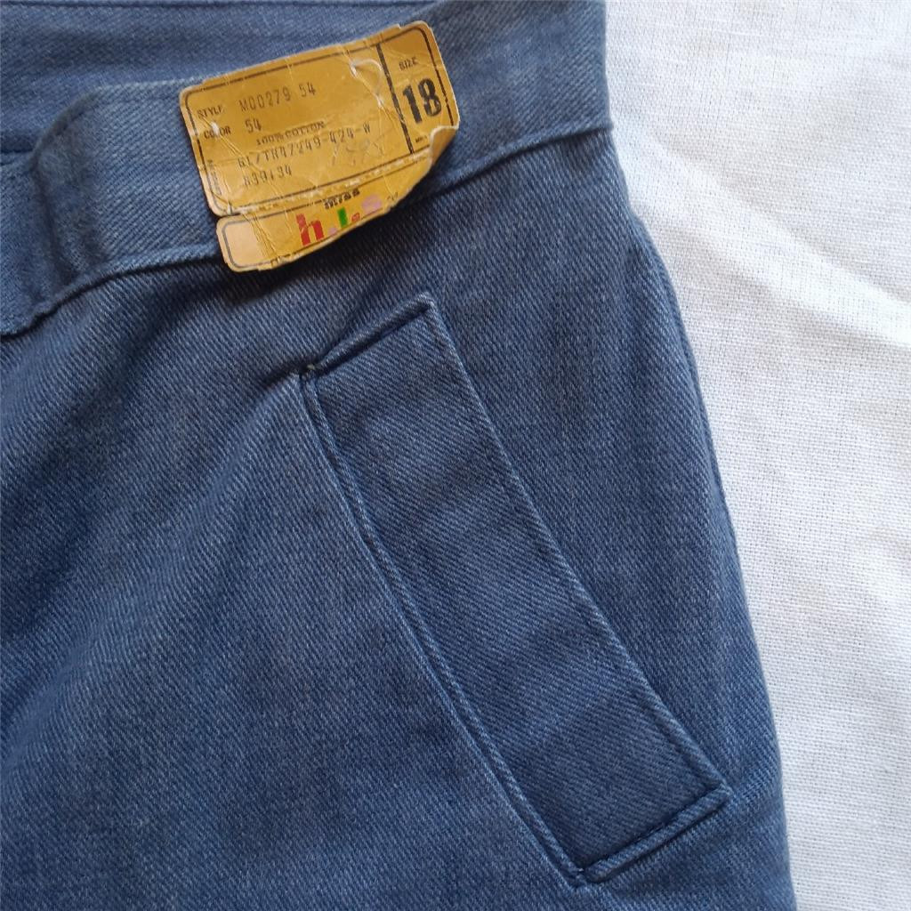 Vtg miss h.i.s. Jeans NOS Sz 18 Blue Pants Wide Leg Brushed Denim 33X29 USA Tags