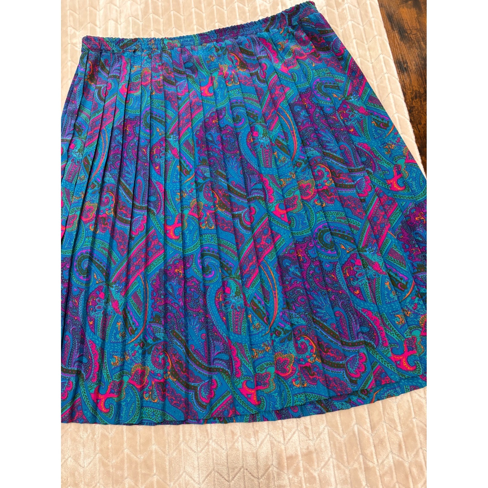 Vtg 80s 90s Alfred Dunner Pleated Midi Skirt 20 Paisley Whimsigoth Jewel Tone