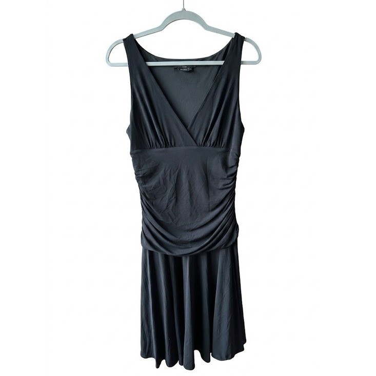 BCBGMaxAzria VTG Y2K Black Sleeveless V-Neck Midi Dress Large Petite LBD
