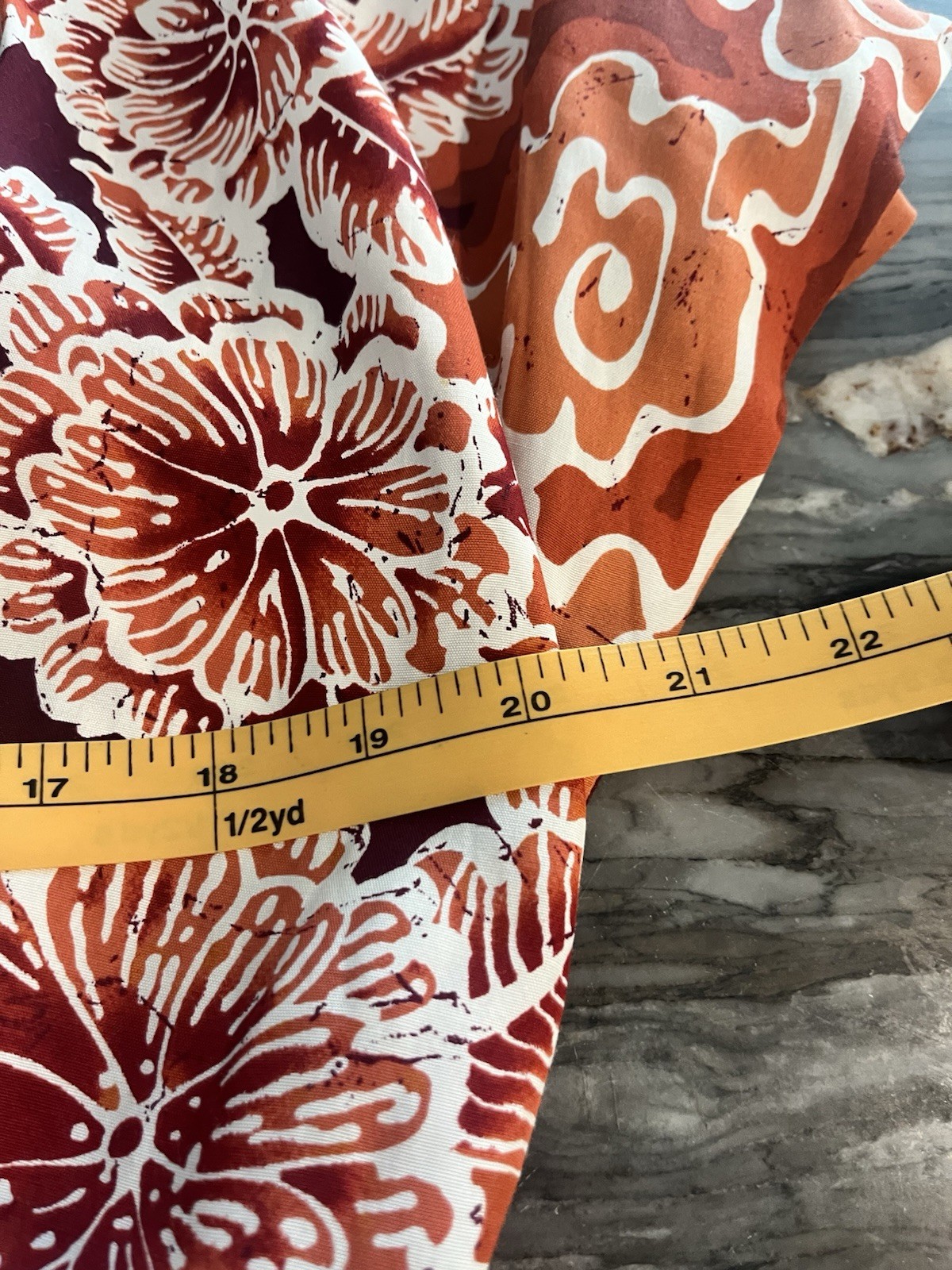 Vintage Barbara Barbara Rayon Wrap Effect Batik Print Dress Rust Cream Large