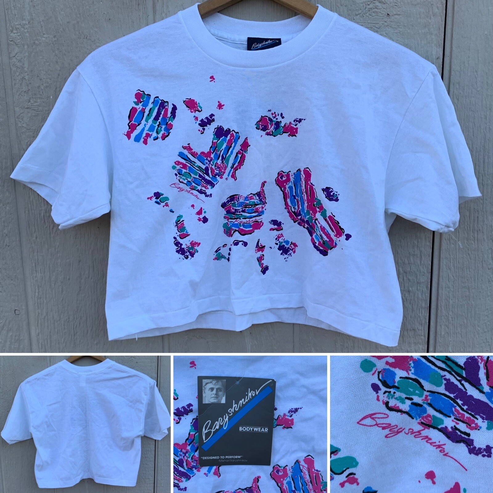 vintage Baryshnikov Body Wear cropped t shirt crop top half shirt 1980s size S