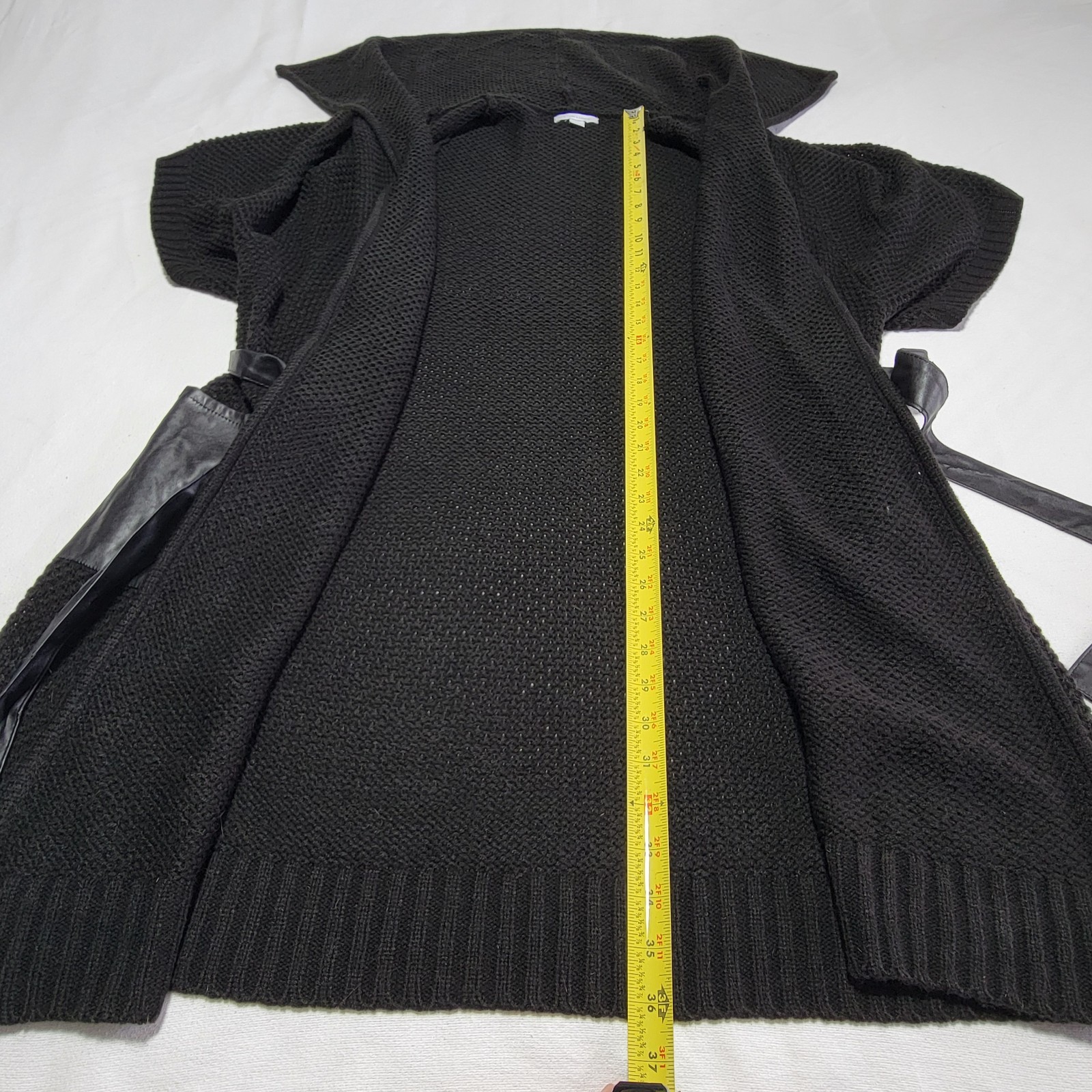 Y2K Gothic Black Knit Cardigan Loose Sweater Women Size L Wrap New York Company