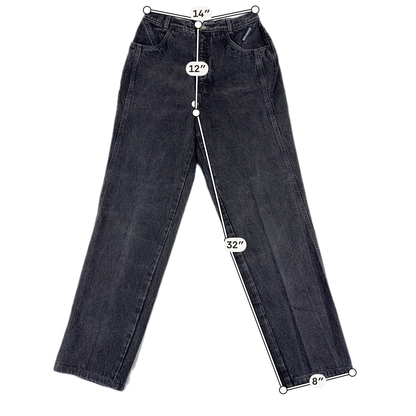Rocky Mountain Vintage High Waisted Western Black Denim Jeans Size 13/14 USA