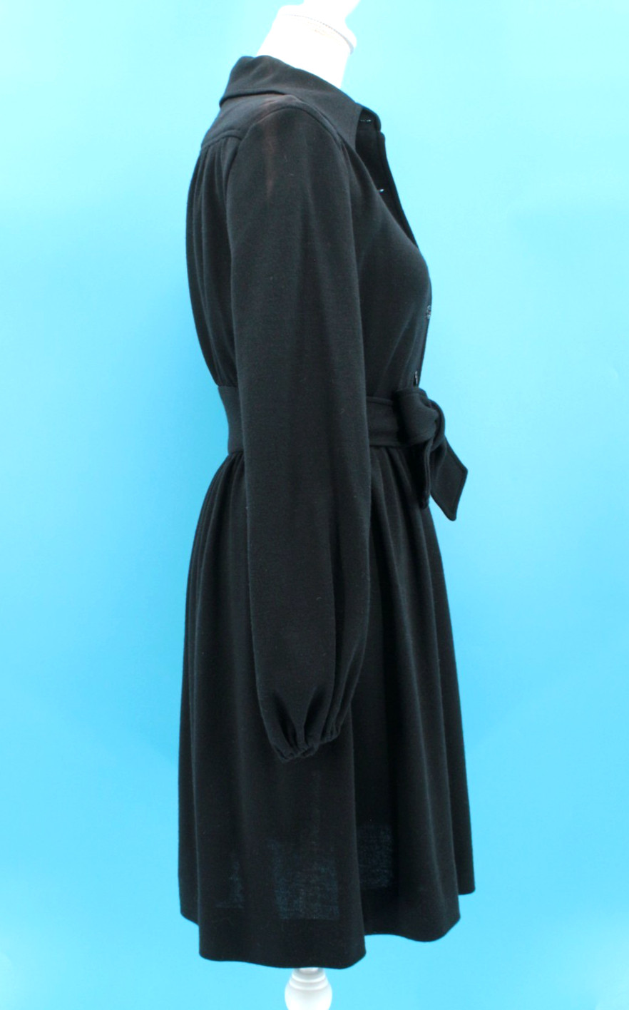 Vtg Women’s 70s Black Jonathan Logan Shirtwaist Midi Dress Sz XS/S 1970s