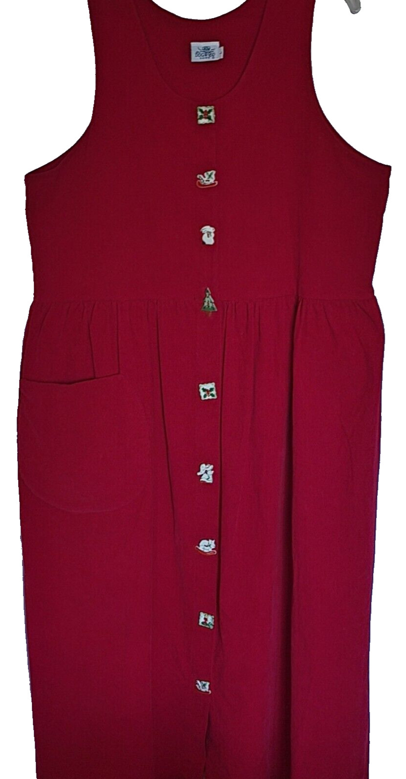 Vintage Dogwood Lane Dress Womens Size Large Christmas Mrs Claus Corduroy Red