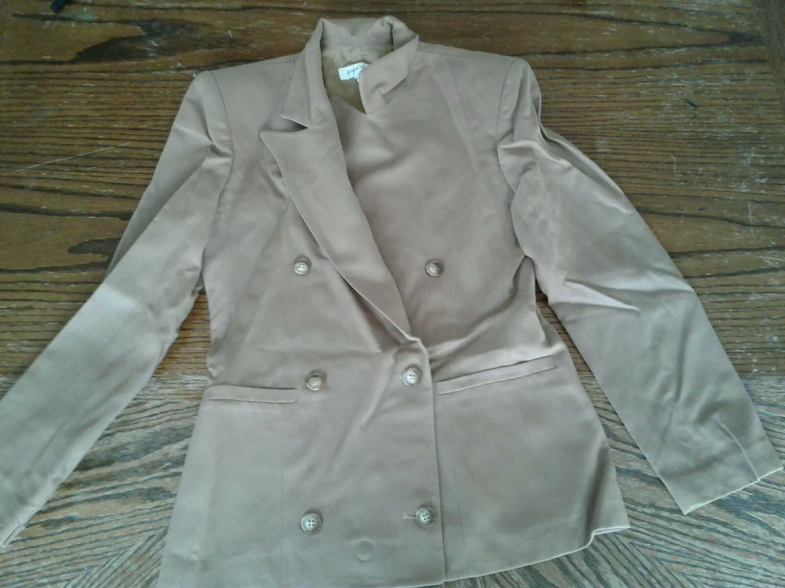 Vintage Jones New York Tan 2 Piece Skirt Suit Size 4 (cb14)