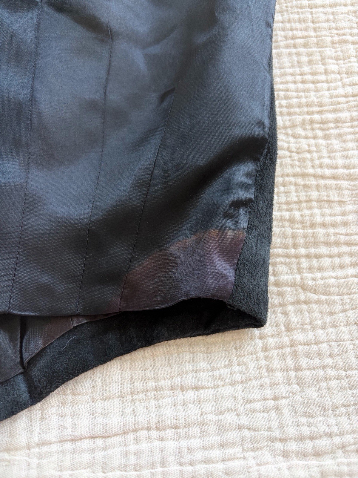Vintage 70s Suede Pig Leather And Silk Button Up Black Vest