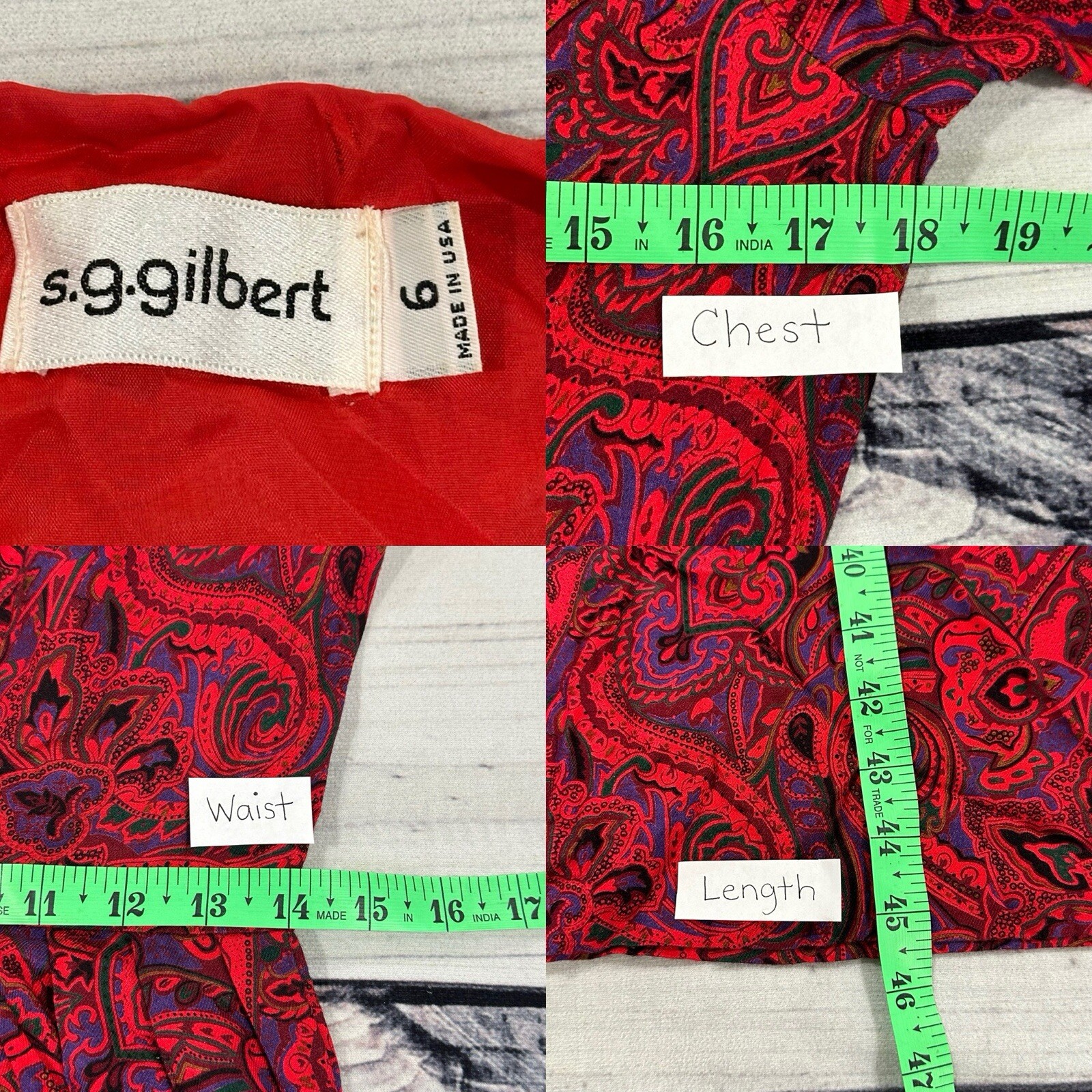 Vintage S.G. Gilbert 80’s Dress Sz 6 Pockets Paisley Fit & Flare Bold Feminine