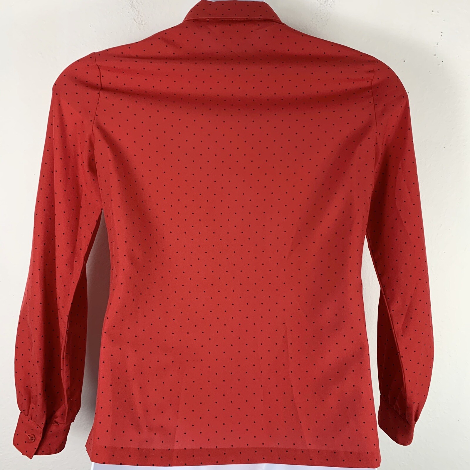 Vintage Size 12 Blouse Button Silkhana De Chine By Lady Manhattan Polka Dot