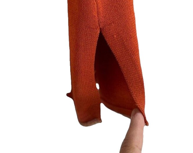 Joseph A. Vintage 80s Orange Beaded V-Neck Viscose Pullover Sweater Size M