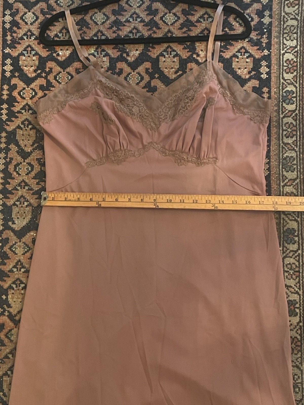 Vintage Van Raalte Suavette Full Slip Mocha Mushroom Brown Lace Size 40, 07206A