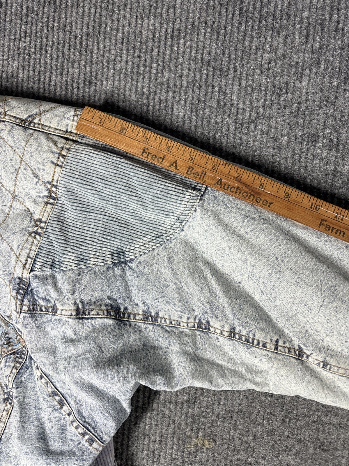 Vintage Braetan 80s Acid Wash Denim Patchwork Quilted Jacket Sleeve Medium Retro