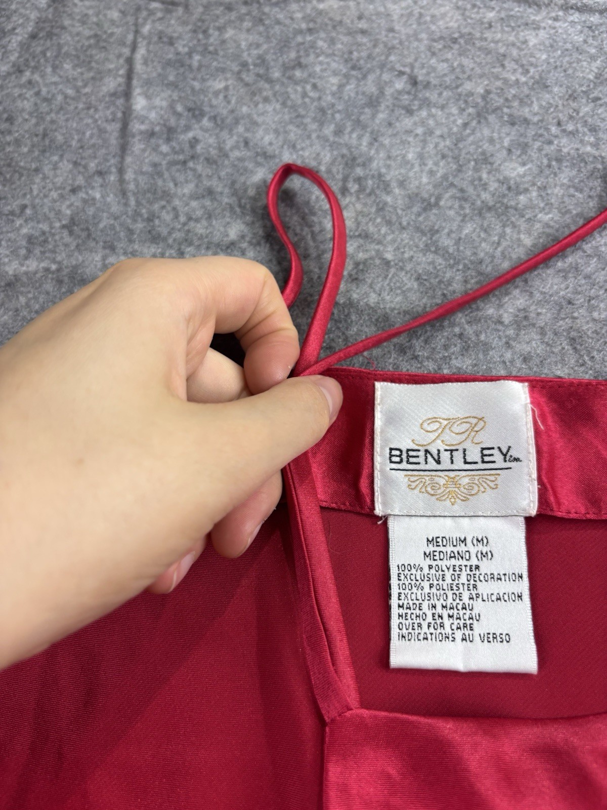 Vintage T R Bentley Red Bias Cut Satin Sexy Lingerie Mini Slip Dress Size M SEE