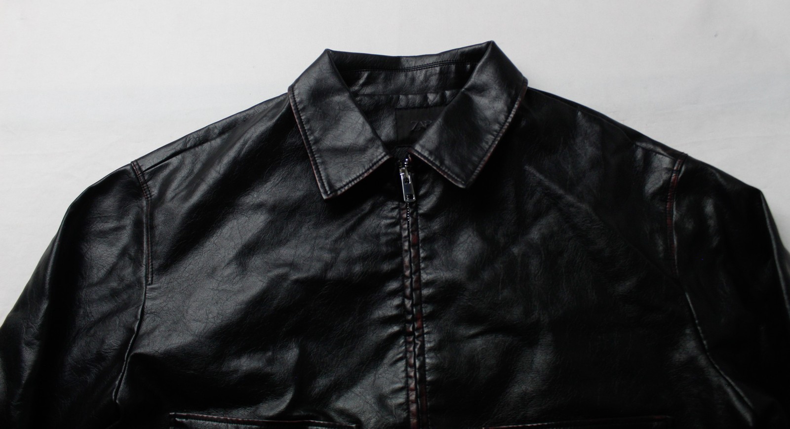 Zara Women’s Leather Zip Up Jacket BM7 Dark Purple Large NWT