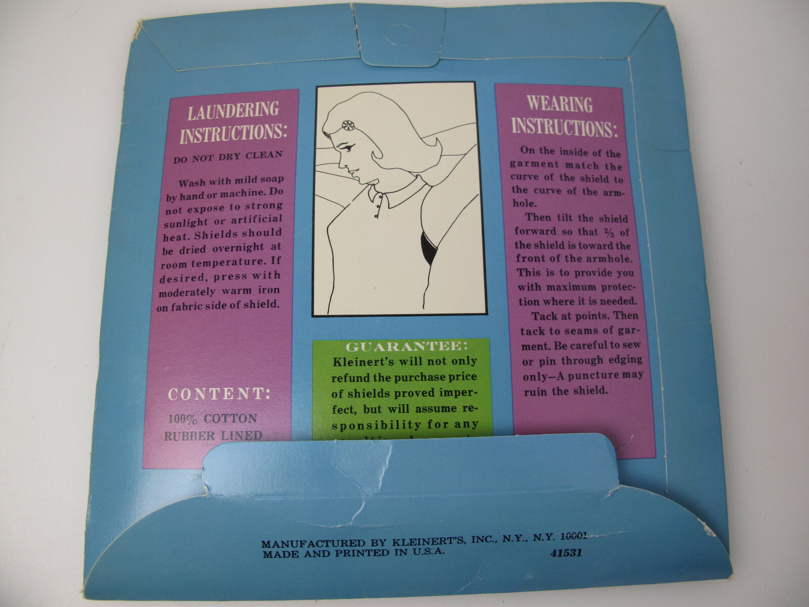 Vintage New #406 2 pr Kleinert’s Sew-In Dress Shields Black /White Cotton Size 3