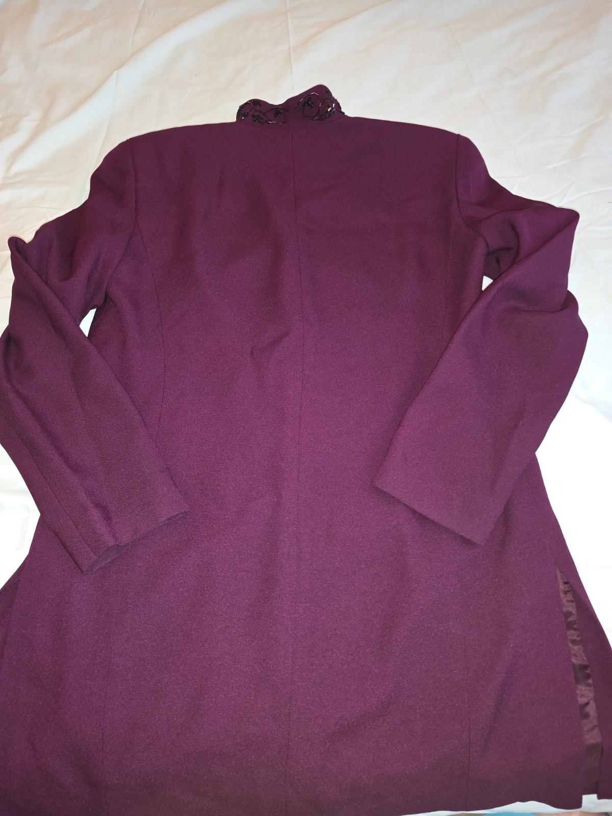 Vintage Liz Claiborne Night Beaded Evening Jacket Plum Burgundy Size 6