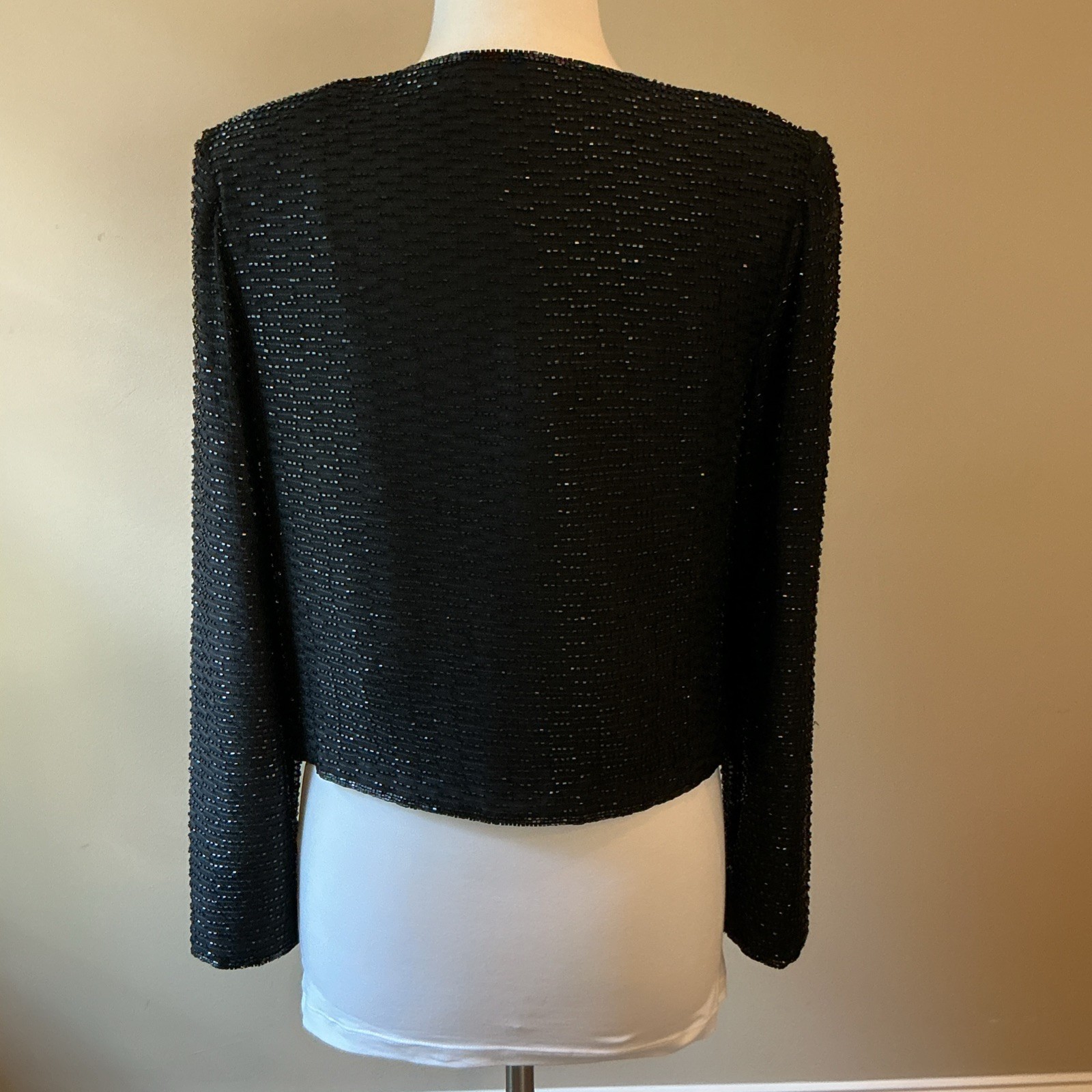 Vintage ANDRETTA DONATELLO Silk Beaded Jacket/Topper Black Size Medium