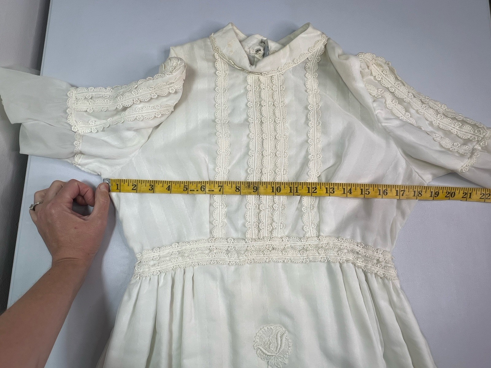 Vintage Eve Of Milady 1970’s Boho Prairie Wedding Dress w/Magazine Edwardian