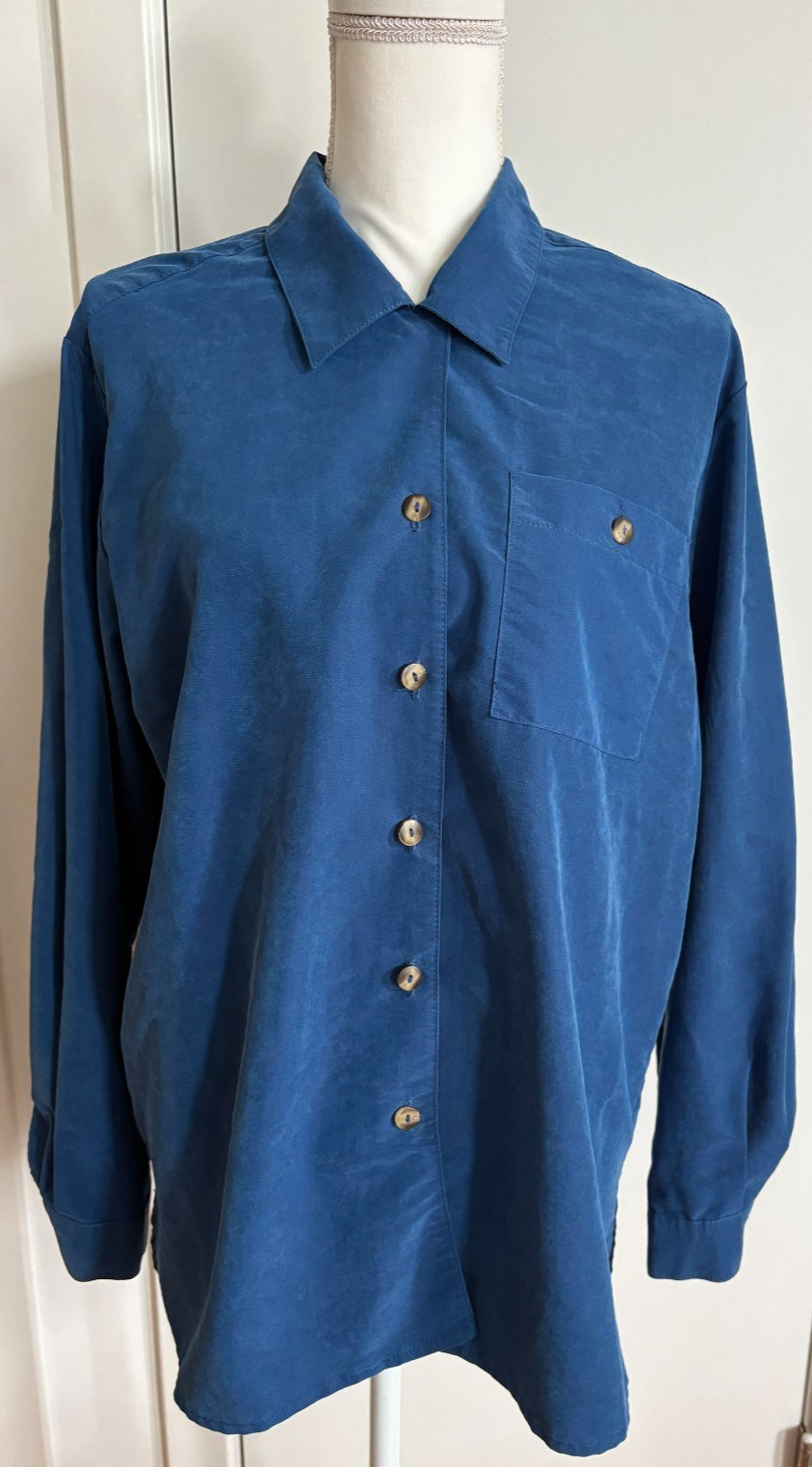 VTG Anna and Frank Blue Long Sleeve Button Up Shirt XL 90s Normcore Minimalist