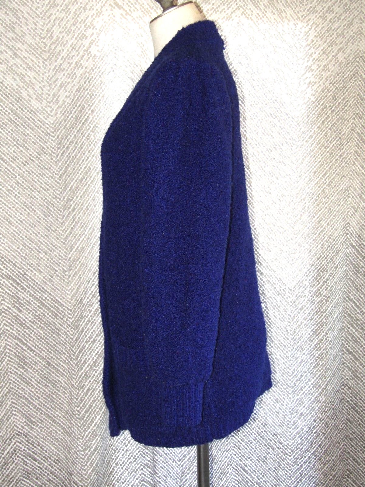 Vintage Segue Royal Blue Heavy Cardigan Sweater Button-Up & Pockets Size Small