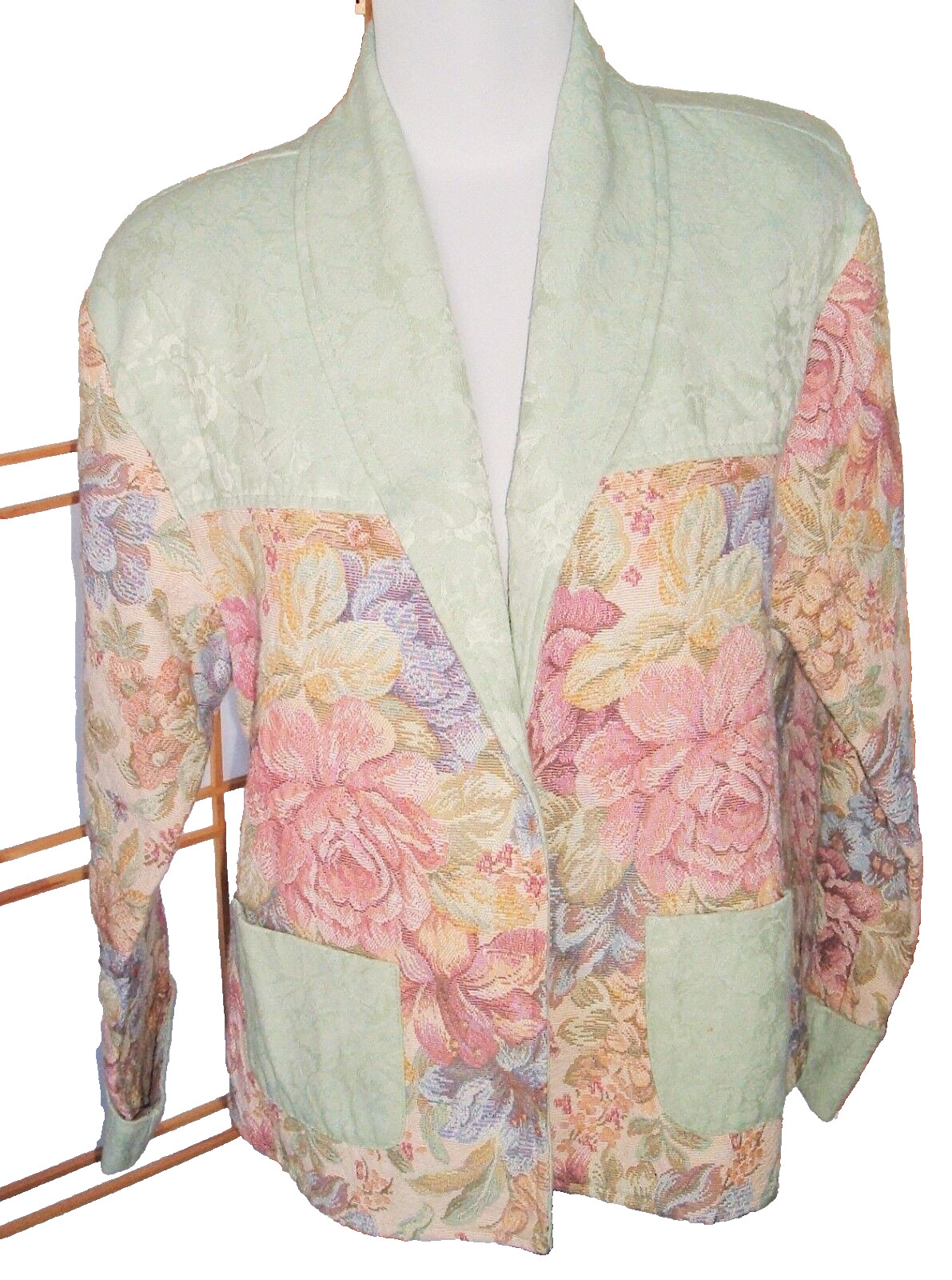 Vtg Jacket 14 Melissa Collection Tapestry brocade floral cottagecore Blazer boho