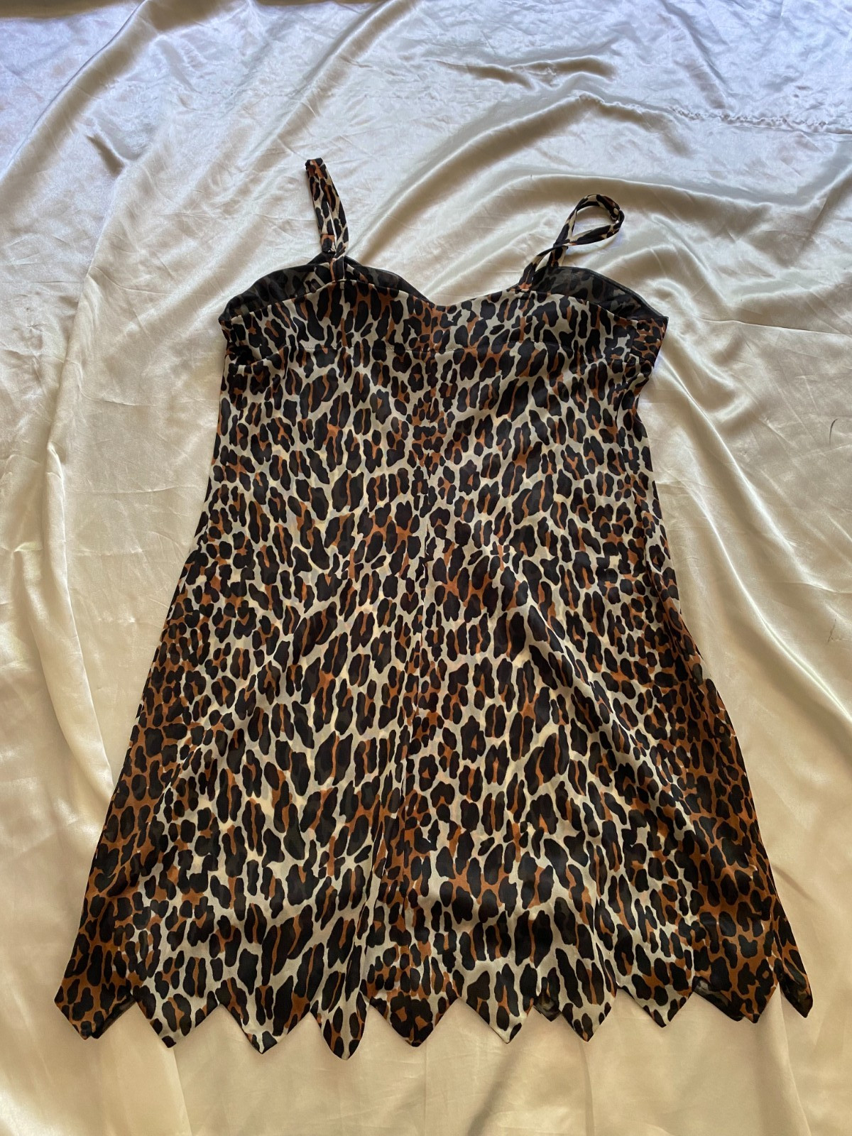 Vintage 1960s Leopard Mini Half Slip & Robe Set Boho Small
