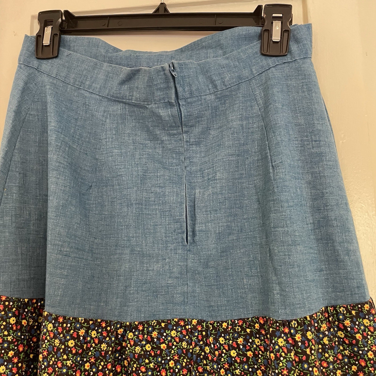Vintage Tiered Maxie Prairie Skirt JC Penny Chambray And Floral Medium